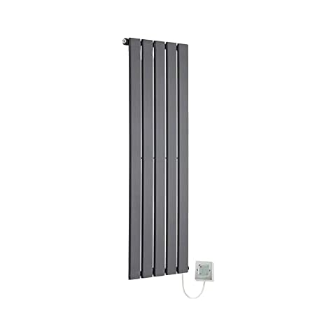King Anthracite Electric Vertical Radiator 1250mm (h) x 360mm (w) - 600w Thermostatic Element (Pre-Filled) Cover