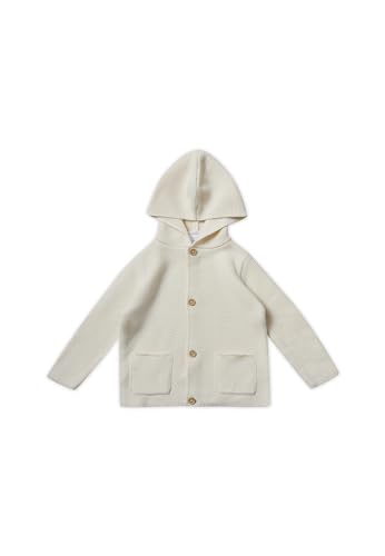 Stellou & friends 100% Cotton Hood Unisex Cardigan for Babies and Children Ages 0-6 Years White