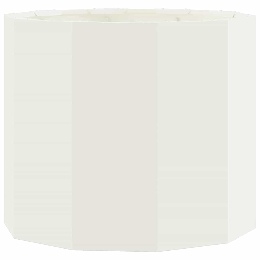 Biała Donica Ogrodowa Okrągła 60 x 60 x 50 cm Stal Trwała Roślina Doniczka na Zewnątrz Taras Balkon Łatwy Montaż Nowoczesny Styl