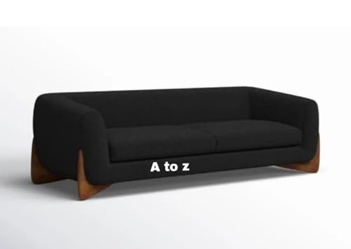 Image of A to Z Furniture Classic Chesterfield Sofa Set Luxury Chesterfield Sofa in for Home Living Room & Office (3 Seater Sofa Black Towel febrick)