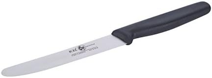 Icel 4.25 Inch Straight Round Edge, High Carbon German Stainless Steel Razor Sharp Blade, Super Grip, Black Handle