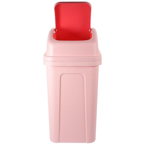 Poubelle rose grande capacité en PP Healvian avec couvercle basculant pour cuisine et salle de bain