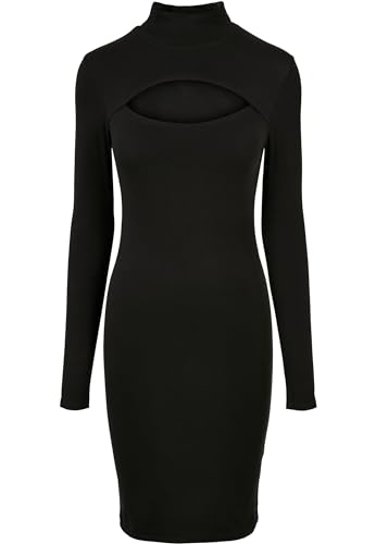 Urban Classics Damen Ladies Stretch Jersey Cut-Out Turtleneck Dress Kleid, Black, XS