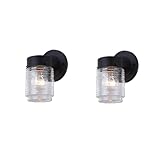 WISBEAM Smart Black Outdoor Wall Lights for House, Jelly Jar Outside Light Fixture for Porch Patio Entryway, Anti-Rust Waterproof Wall Mount Exterior Sconce, E26 Base Bulb Not Included, 2 Pack