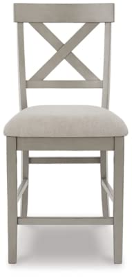 Signature Design By Ashley Parellen Modern Farmhouse 24" Counter Height Upholstered Barstool, 2 Count, Gray #TOP7