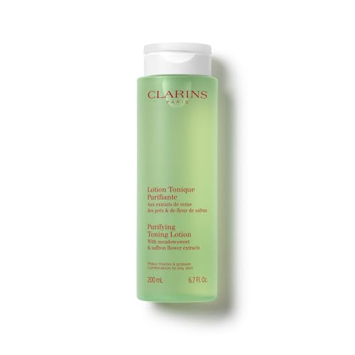 Clarins Purifying Toning Lotion | Less Oily Skin After 14 Days of Use* | Cleanses Hydrates Purifies Mattifies and Balances Skins Microbiota | Contains Witch Hazel | Combination To Oily Skin Types