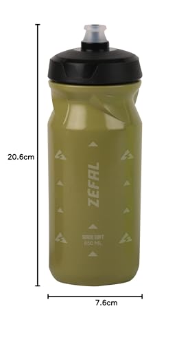 ZEFAL Sense Soft 65 Bidon rowerowy i MTB - Miękka i bezzapachowa sportowa butelka - kanister na wodę bez BPA - silikonowy smoczek - oliwkowa zieleń, 650ML