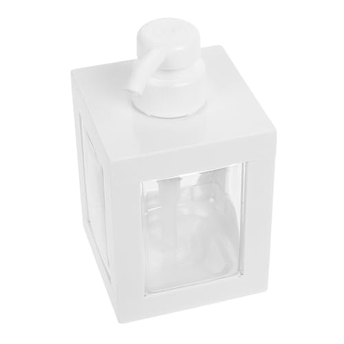 DEARMAMY Bouteille Carrée avec Pompe Distributeur Pratique pour Savon Mains Lotion Gel Contenant Liquide Transparent Réutilisable pour Salle de Bain Organisée