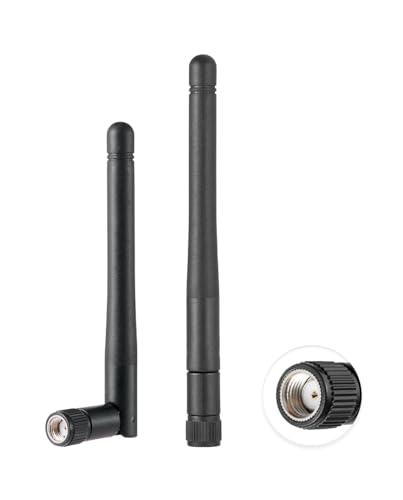 Vecys 2PCS Double Bande WiFi Antenne 2.4GHz 5GHz 5.8GHz 1.5dBi MIMO RP-SMA Mâle Antenne pour WiFi Router Wireless LAN Card PCIe Card Router Video Surveillance...