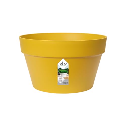 Elho Loft Urban Bowl 35 - Macetero por Exterior - Ø 34.5 x H 20.2 cm - Amarillo/Ochre