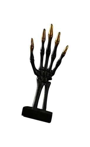 FriendshipHome Table Center Piece Halloween Skeleton Hand Sculpture Resin Statue Skull Model Creepy Desktop Ornament for Haunted House Decoration Bookshelf Decor