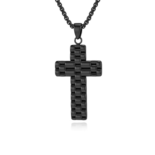 Pendentif croix acier chirurgical or homme haute qualité