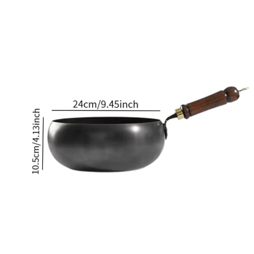 Wok de hierro 9.45'' con tapa de madera y vidrio miniatura 4