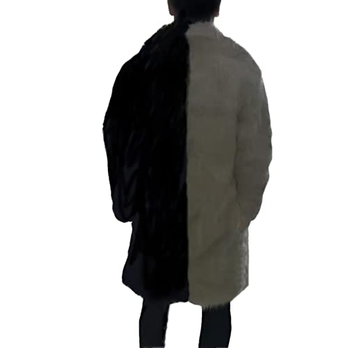 Image of Colf Men's Winter Fluffy Lapel Faux Fur Coat Jacket | Mens Faux Fur Jacket, Winter Long Overcoat, Long Sleeve, Fluffy, Thik Warm