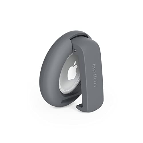 Belkin Funda para Apple AirTag con Clip, Carcasa Protectora Secure Holder con Llavero, Anillo con Llavero para Air Tag con Cobertura antiarañazos, Gri...