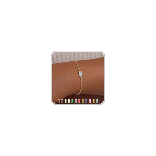 FUNEIA Birthstone Gold Bracelets for Women Non Tarnish Trendy Dainty 14K Gold Plated Bracelet Stack...