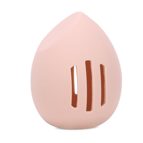 Peboms Makeup Sponge Holder,Double-sided 3-line Vented Silicone Egg-shaped Blender Holder for Travel, Fit All Sponges (1pack pink)