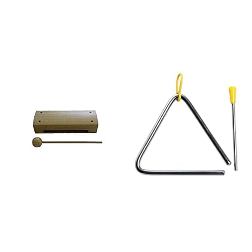 Jinbao - Caja china plana & CASCHA HH 2004 Triangulo con martillos con empuñadura de goma, para percusión y educación musical temprana