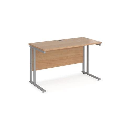 Office Monster Cooper straight desk 1200mm x 600mm - silver cantilever leg frame, beech top
