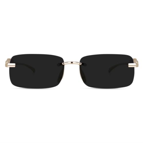 Image of IFLASH MC STAN Metal Plated Temple Vintage Rimless Sunglasses Retro Luxury Frameless Shades Rectangle Colored Lens Sun Glasses