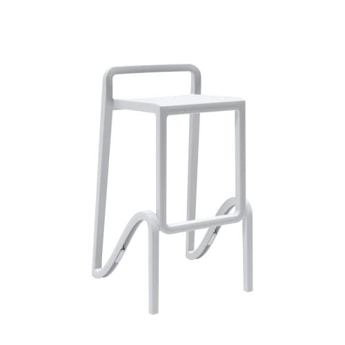 Gardenia Tabouret Haut empilable pour intérieur et extérieur en polypropylène Eolo Blanc fabriqué en Italie pour CASA Bar Restaurant