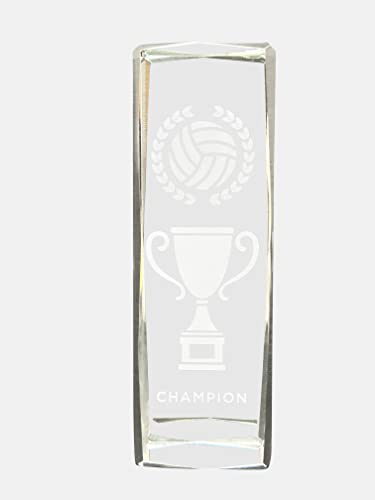 Express Medals 6 Inch Tall Solid Crystal Volleyball Champion Cube Trophy Laser Engraved Award Prize Gift #TOP21