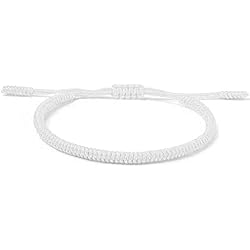 Genérico Pulsera Espiritual Tibetana | Hombre Mujer | Pulsera Hecha a Mano | Nudo Tradicional Budista (Blanco)