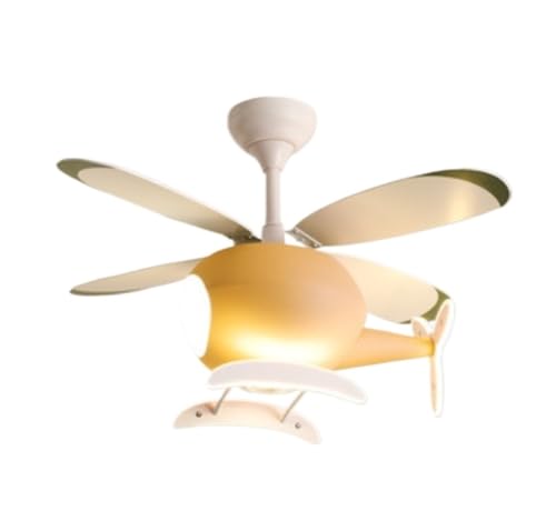 Moderno Creativo Ventilador de Techo Ventilador De Techo En Forma De Avión Con Luz, Control Remoto, Luz De Ventilador Moderna Creativa Regulable Para Dormitorio Y Sala De Estar Comedor Luz(A-yellow)
