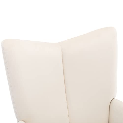 Vescasa Velvet Accent Chair With Footrest Stool, Modern V-Back Armchair With Gold Metal Legs, Set Of Living Room Chair And Foot Stool Ottoman For Bedroom/Reading, Cream #TOP3