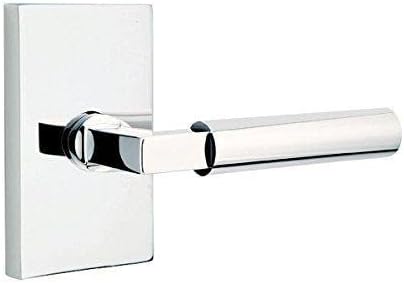 Emtek Privacy Set, Modern Rectangle Rosette, Hercules Lever, Left Hand, Flat Black