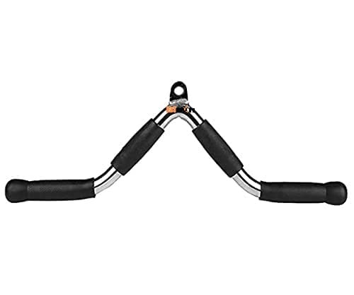 Image of Gym Handle V Shaped Triceps Press Down Bar with Rubber Hand Grips Cable Cross Attachment