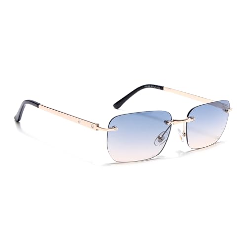 Image of Voyage Rimless Polarized Sunglasses for Men & Women (Black Lens | Black Frame - MG7601)