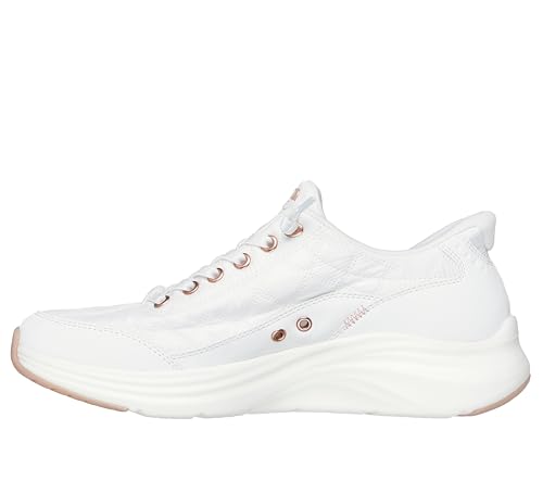 Skechers Femme Contour Foam Golden Hour Slip-In ENTRAINEUSE, White Mesh/Duraleather/Leather/Rose Gold Trim, 41 EU