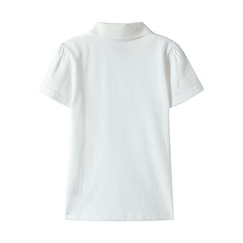 Image of Mud Kingdom Girls Short Sleeve Ruffle Pique Polo Uniform Top Stretch Lightweight
