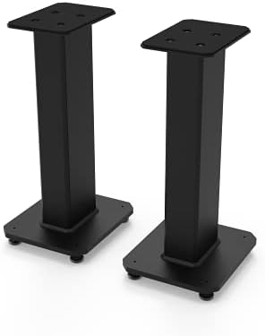 Kanto SX22 Universal Fillable Speaker Floor Stands for Bookshelf Speakers | 22" Tall | Adjustable Isolation Feet | Dedicated Cable Channel | Two Sizes Top Plate | Fill Bags Incl. | Pair | Black
