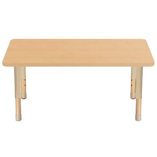 Image of 30 inch x 48 inch Rectangle Kids Classroom Table with Adjustable Chunky Wood Legs