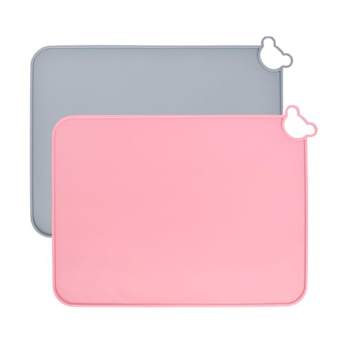 Zimoer - Sets de Table en Silicone pour Enfants et Bébés, Lot de 2 Sets de Table pour Tout-Petits, sans BPA, Tapis de Table Portables Tapis de Cuisine Antidérapants, Lavable au Lave-Vaisselle (Rose + Bleu)