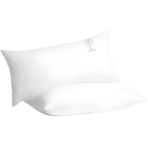 Digital Decor 100% Cotton Luxury Hotel Pillows Queen Size Set of 2, Cooling Hypoallergenic Down Alternative Bed Pillows for Sleeping, Medium Support for Side & Back Sleepers, Made in USA, 30' x 20'