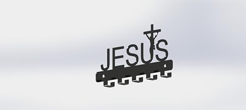 Image of Ventuos Metal Wall Mounted Key Holder with 6 Hooks, Jesus Design, Key Organizer for Home Office Bedroom Entryway