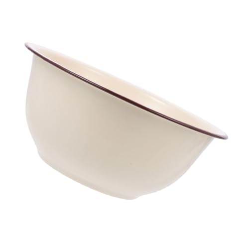 ARTSEWPLY レトロ?瓷碗 深型エナメルボウル 厚手伝統中華風 食品保存用スープ サラダ容器 台所用調理盆 象牙白