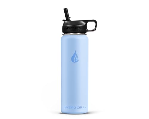 Image of HYDRO CELL Stainless Steel Insulated Water Bottle with Straw - For Cold & Hot Drinks - Metal Vacuum Flask with Screw Cap and Modern Leakproof Sport Thermos for Adults (Glacier 24oz)