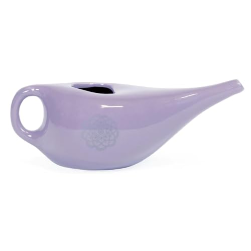 Neti Pot - Jarrita para enjuague nasal de cerámica con mandala plateado