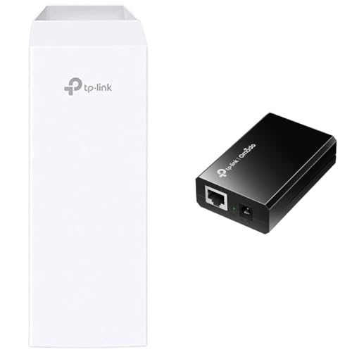 TP-Link Pharos Serie CPE210 Outdoor WLAN Access Point & 802.3at/af Gigabit PoE Injector, Non-PoE to PoE Adapter, Supplies up to 60 W, LED Indicator,Plug & Play, Desktop/Wall-Mount, Black