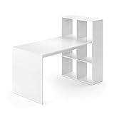 Schreibtisch weiß Computertisch mit Ablage Regal Raumteiler Bürotisch