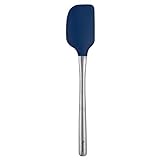 Tovolo Flex-Core Silicone Spatula Metal Handle for Scraping Bowls Mixing and Baking, Dishwasher Safe Heat Resistant Stainless Steel Silicone Spatula for Cast Iron and Nonstick Cookware, Deep Indigo