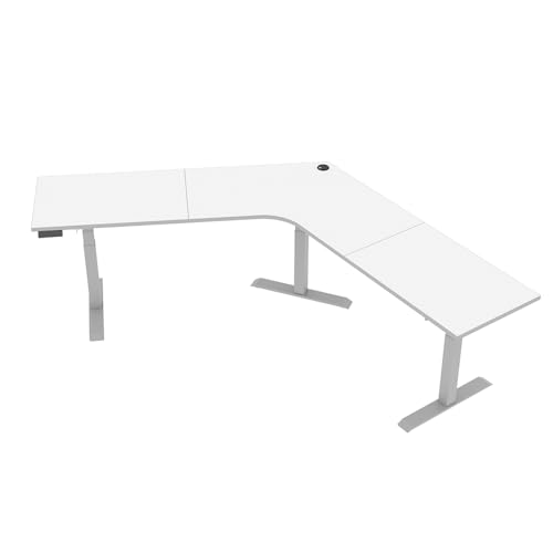 SKUTCHI-DESIGNS-INC-Quantum-II-Series-V-Shaped-Sit-Stand-Desk-120-Degree-Electric-Height-Adjustable-Desk-72W-X-72L-White SKUTCHI DESIGNS INC. Quantum II Series V-Shaped Sit-Stand Desk | 120 Degree Electric Height Adjustable Desk | 72W X 72L | White - Image 1
