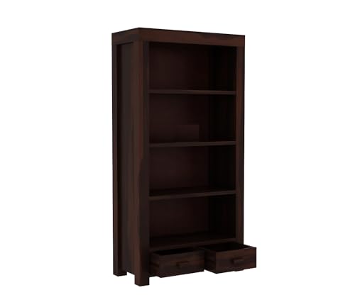 Image of Sheesham Wood Bookcase | Solid Wood Book Shelf for Home Library | Wooden Book Cabinet for Home & Office Living Room (Large, BBslf-Walnut6)