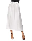 Avidlove Damen Satin/Spitze Glatt Dessous Lang Rock mit Spitzensaum Unterrock Einfarbig, A Maxi Weiß, S