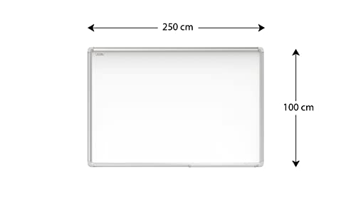 ALLboards Magnetisches Whiteboard 250x100cm Magnettafel mit Aluminiumrahmen Premium EXPO und Stifteablage, Weiß Magnetisch Tafel, Trocken Abwischbar, Wiederbeschreibbar Weißtafel