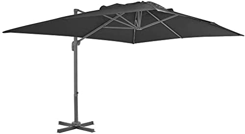 HUIBBGO Gartensonnenschirm-Abdeckung, geeignet für Außenrasen-Swimmingpool, 400 x 300 cm, anthrazitfarbener, wasserdichter und UV-beständiger Sonnenschirm mit Aluminiumstange 210616